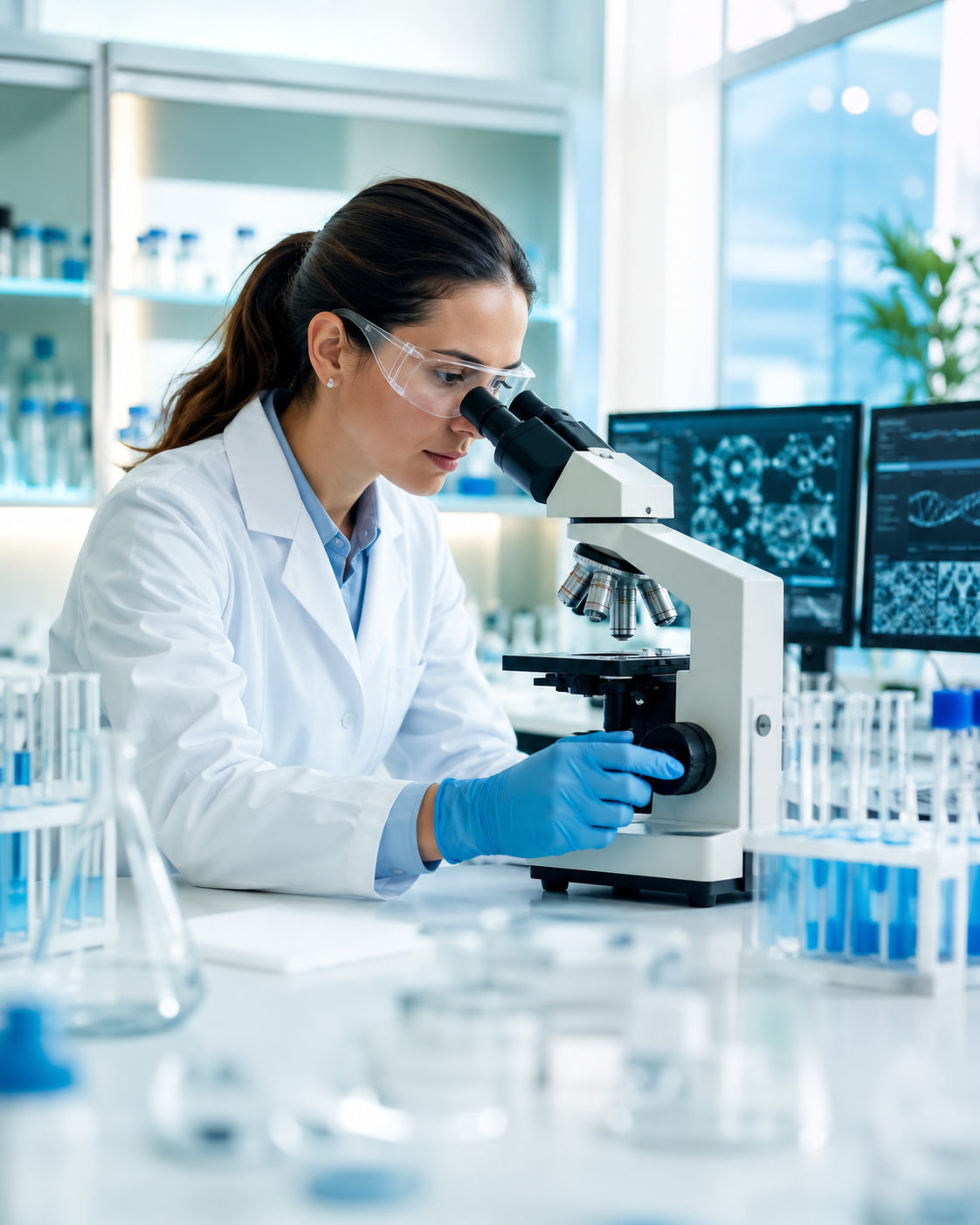 Independent Health Lab researcher analyzing health products in a laboratory